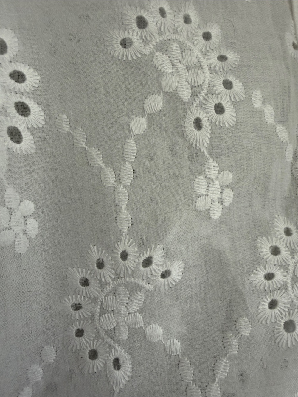 Adrianna Papell white eyelet button down blouse with floral embroidery. 2X - Picture 3 of 4